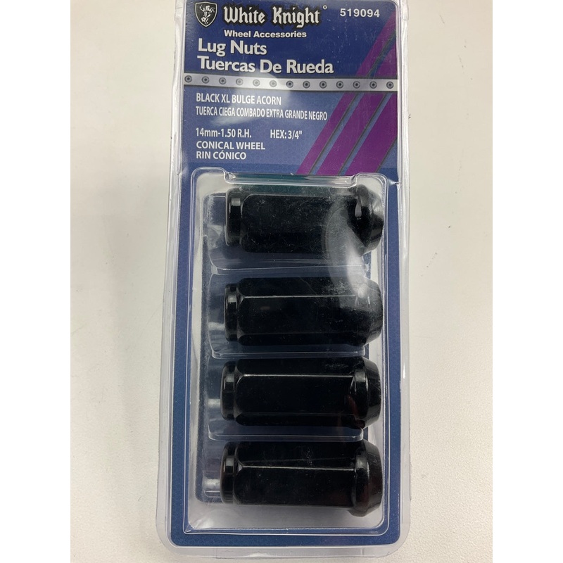 White Knight 519094 Wheel Lug Nuts 4 / PACK, 14MM X 1.50 R.H., 3/4'' Hex