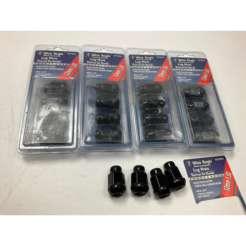 White Knight 617074 Wheel Lug Nuts 12mm-1.50 Black Bulge Acorn 3/4'' Hex, 20 Pack