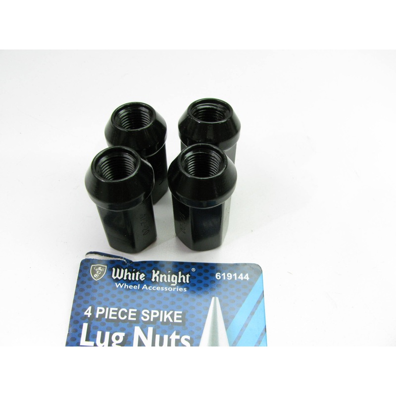 White Knight 619144 Wheel Lug Nuts 1/2''-20 RH Black Bulge Acorn, 3/4'' Hex 4/Pack