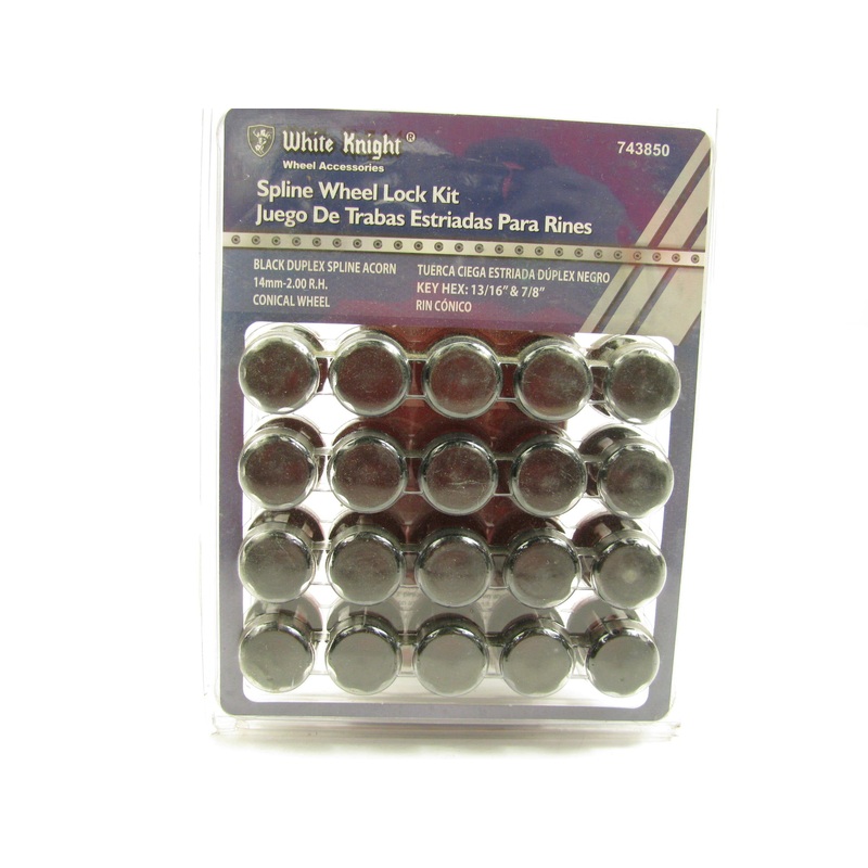 White Knight 743850 Wheel Lock Lug Nut Set Kit Black Duplex Acorn 14mm-2.00RH