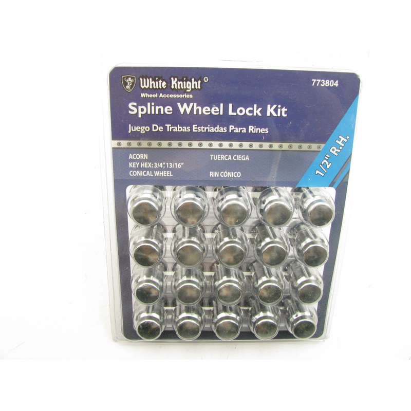 White Knight 773804 Wheel Lock Kit 1/2'' - Acorn Lug Nuts 3/4'' Hex, 20 Pack