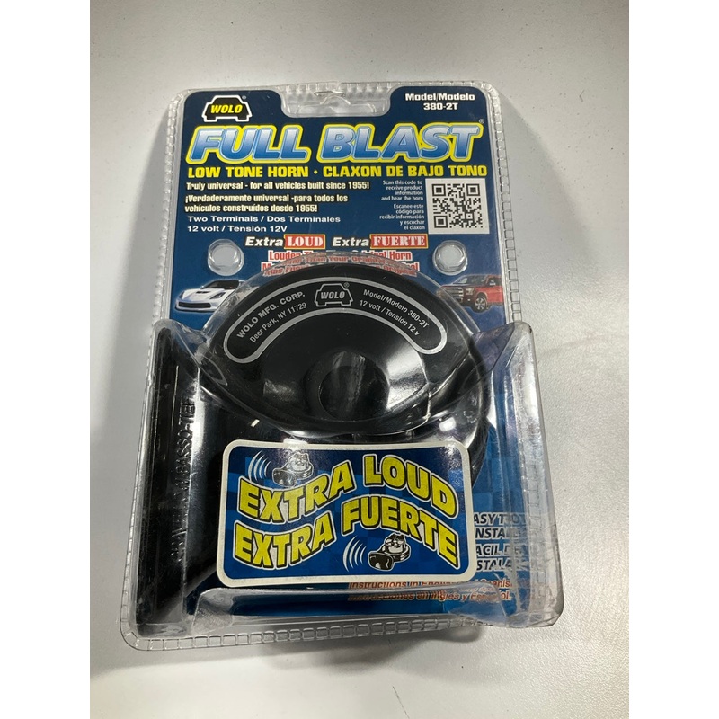 Wolo 380-2T Horn Full Blast Extra Loud Universal Black Low Tone 12 Volt, 116 DB