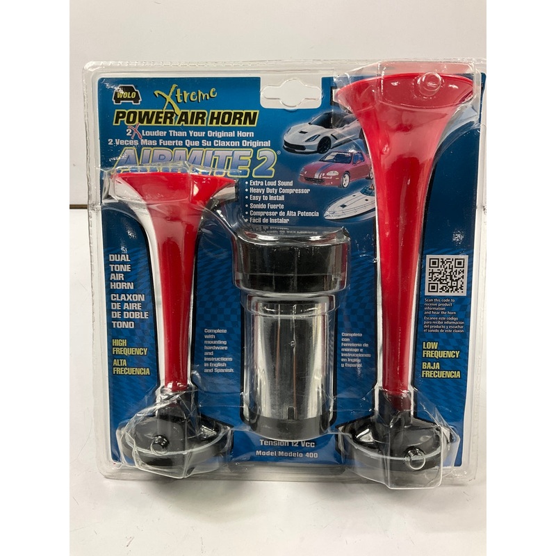 Wolo 400 Airmite 2 Power Air Horn - 12 Volt, Low And High Tone Horns Kit