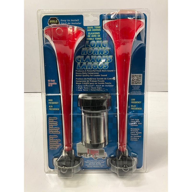 Wolo 417 Long Horns Powerful Big Rig Truck Sound 12 Volt, Low & High Horn Kit