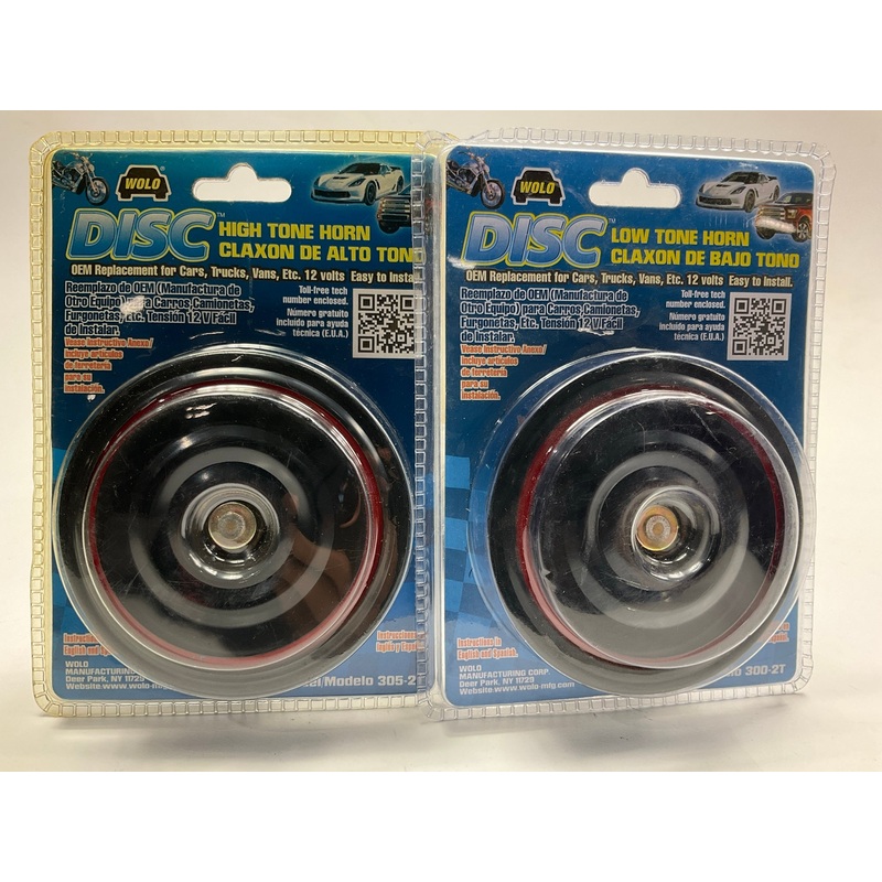 Wolo High & Low Tone Disc Horn Set 12-Volt 115 Decibels 360 Hz Two Terminal