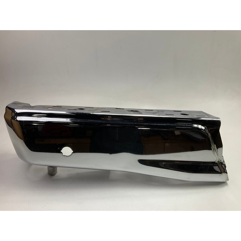 Used #59 OEM Ford Rear Bumper Left End Cap, Chrome, With Sensor Hole 15-20 F-150