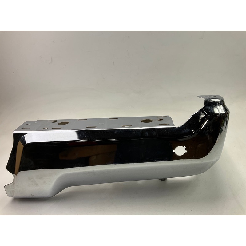 Used #61 OEM Ford Rear Bumper Right End Cap, W/ Sensor Hole, Chrome 17-22 F-350