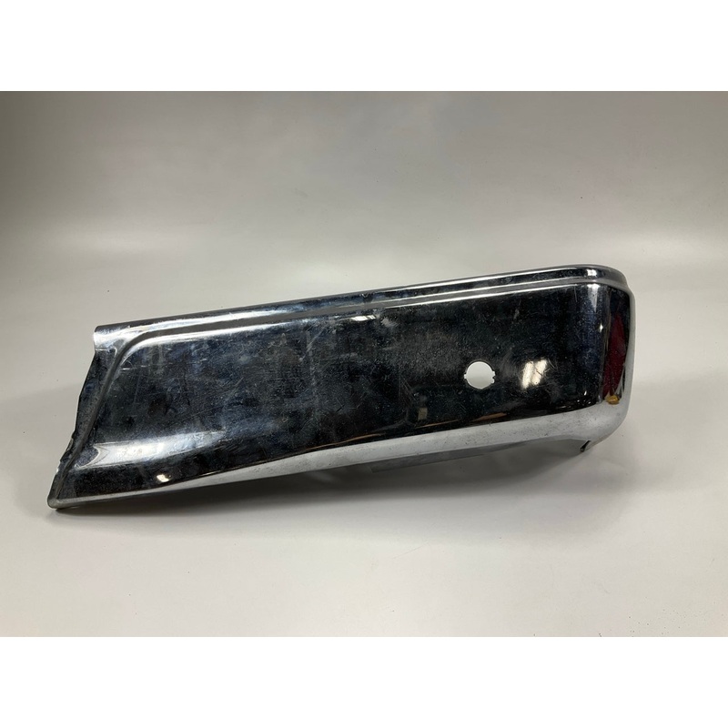 Used #81 OEM Ford Rear Bumper Right End Cap, Chrome, With Sensor Hole 15-20 F150