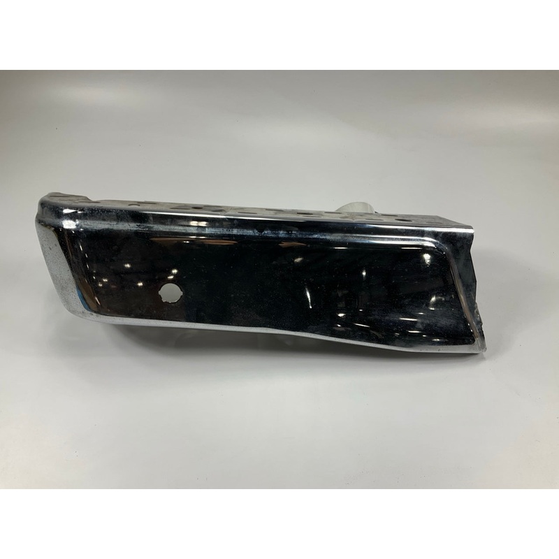 Used #85 OEM Ford Rear Left Bumper End Cap, With Sensor Hole, Chrome 15-20 F150