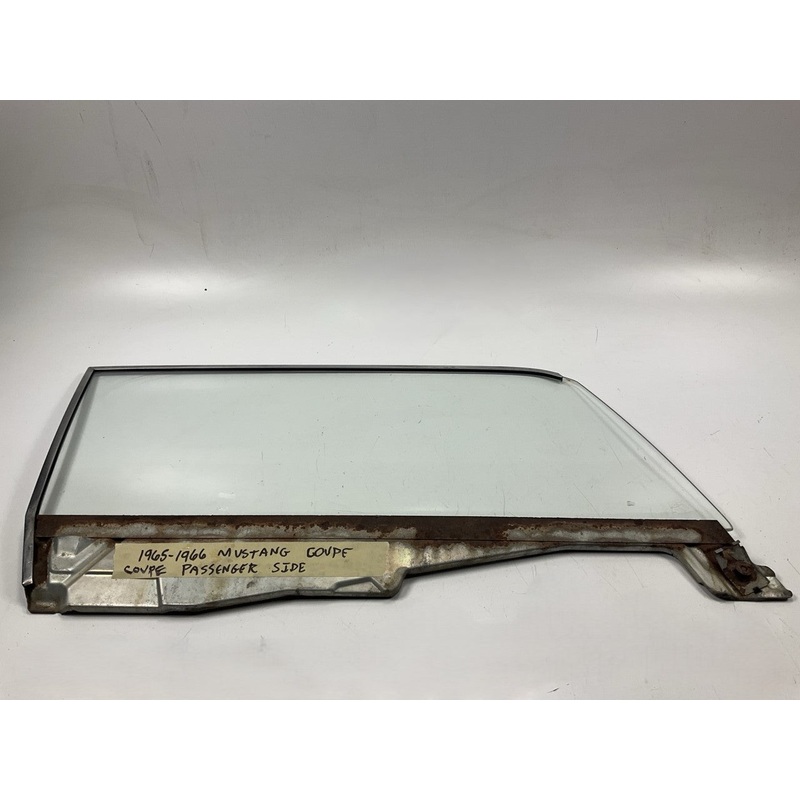 USED - OEM Front Right Passenger Door Glass & Trim 1965-1966 Ford Mustang COUPE